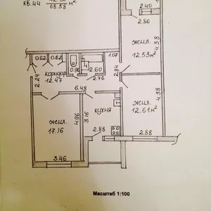 Продам трехкомнатную квартиру в 6 микрорайоне