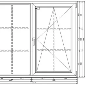Окно ПВХ KBE новое 1430*1400
