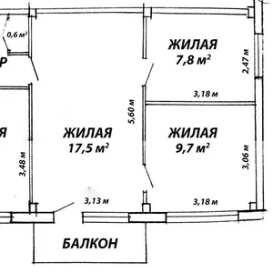 4-х комн. ст.м. Пушкинская. 1966 г.п.,  4 эт.,  59/43, 3/5, 8 с/у разд.